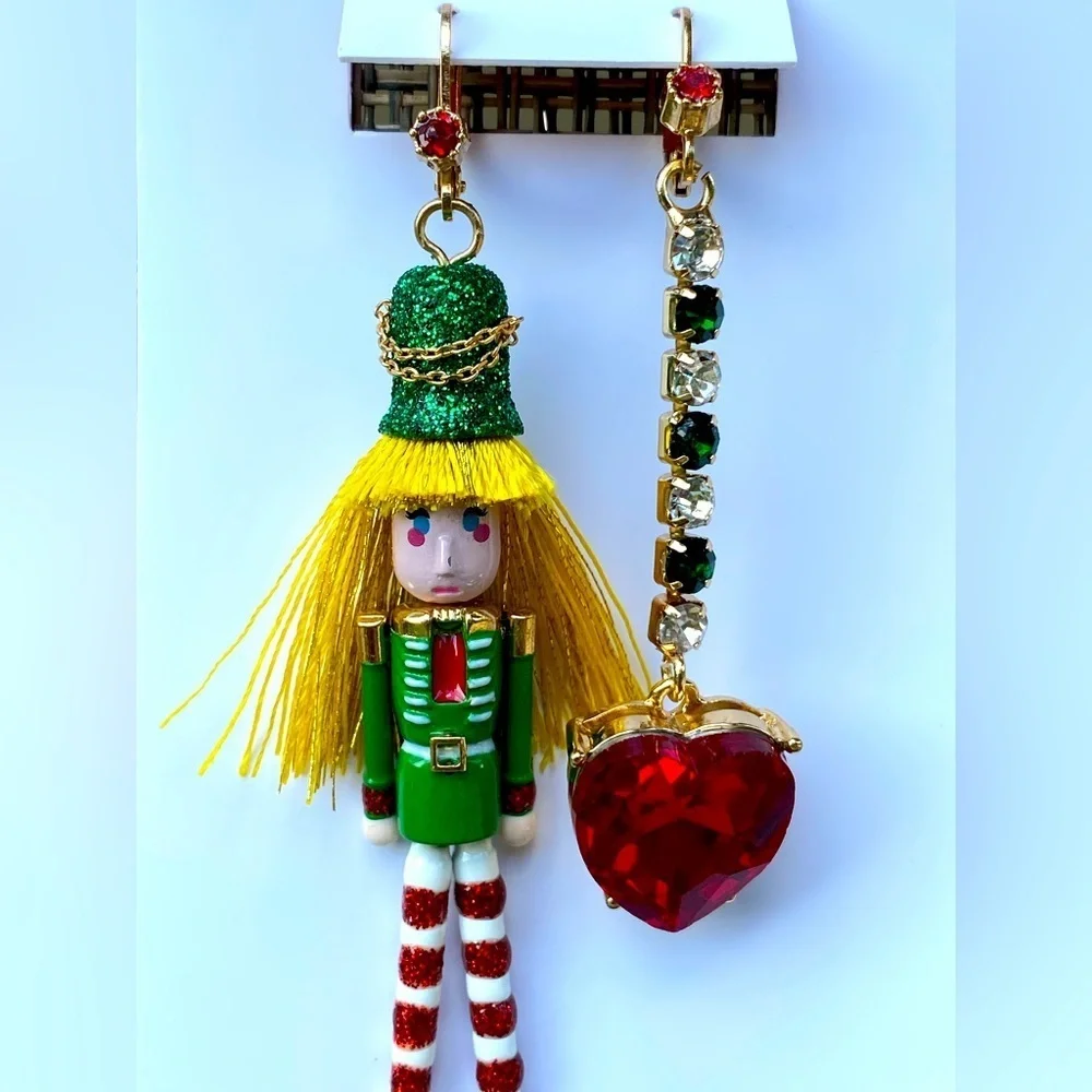 Betsey Johnson Red and Green Heart Charm Jewelry